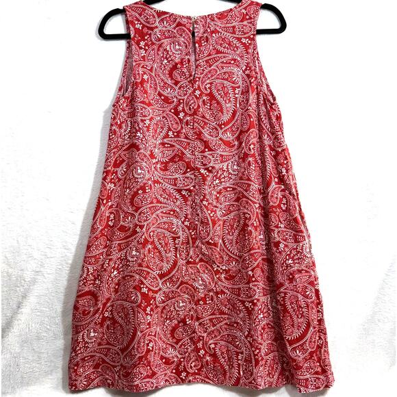 Rachel Zoe S Linen Mini Shift Dress Red Paisley Print Spring Lightweight Comfort - Picture 3 of 8
